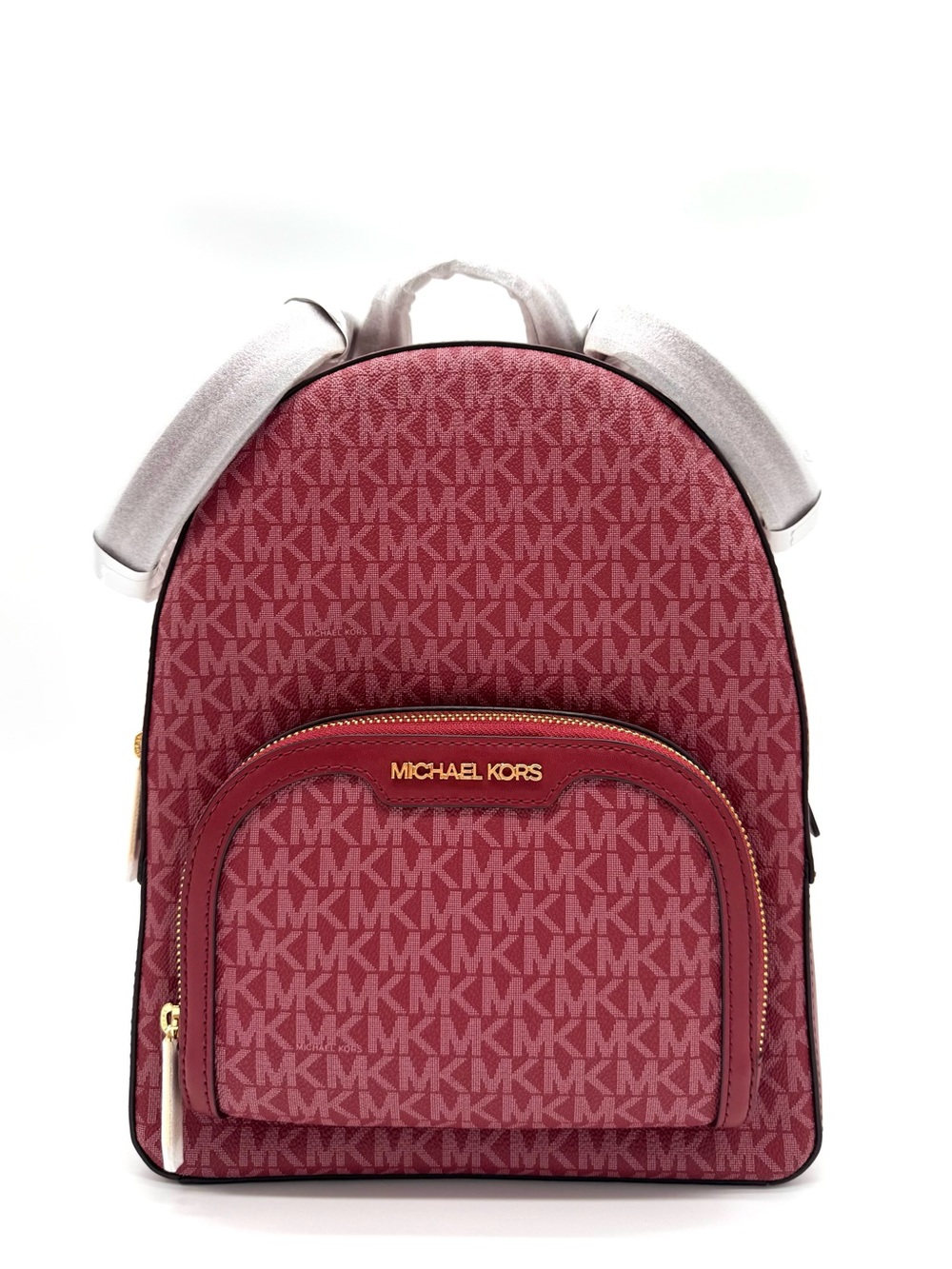 Michael Kors Jaycee Medium Signature Logo Backpack Cherry